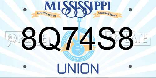 8Q74S8 Mississippi License Plate