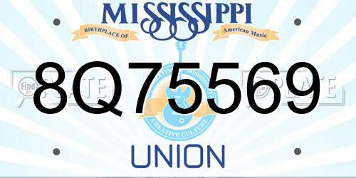 8Q75569 Mississippi License Plate