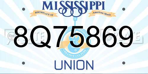 8Q75869 Mississippi License Plate