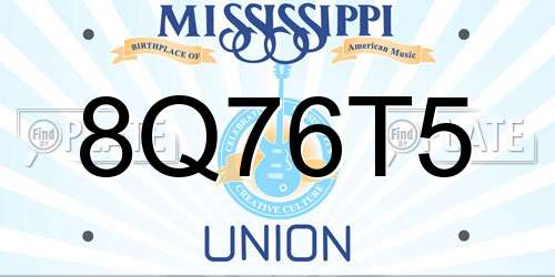 8Q76T5 Mississippi License Plate