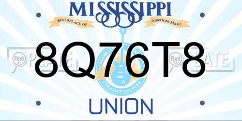 8Q76T8 Mississippi License Plate