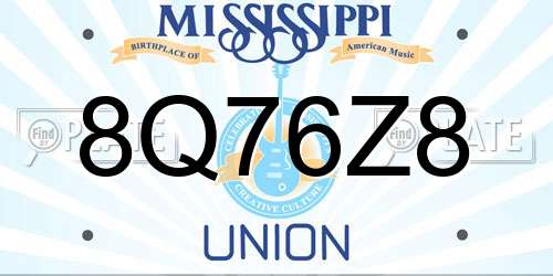 8Q76Z8 Mississippi License Plate