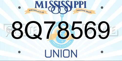 8Q78569 Mississippi License Plate