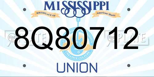 8Q80712 Mississippi License Plate