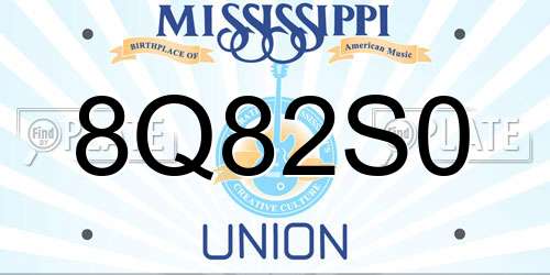8Q82S0 Mississippi License Plate
