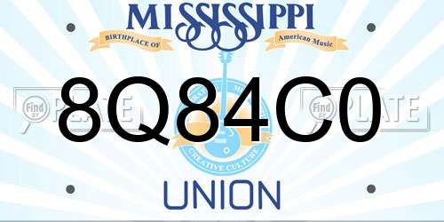 8Q84C0 Mississippi License Plate