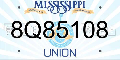 8Q85108 Mississippi License Plate