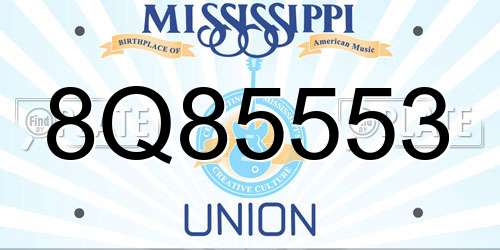 8Q85553 Mississippi License Plate
