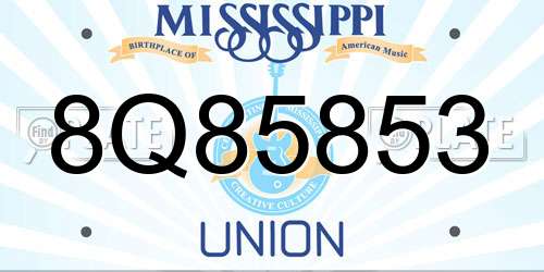 8Q85853 Mississippi License Plate