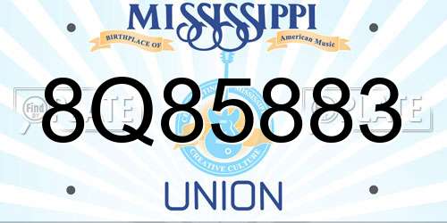 8Q85883 Mississippi License Plate