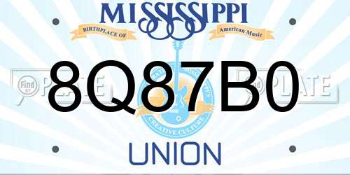8Q87B0 Mississippi License Plate