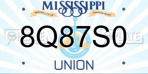 8Q87S0 Mississippi License Plate