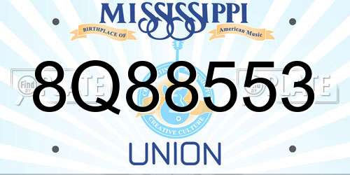 8Q88553 Mississippi License Plate