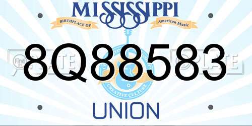8Q88583 Mississippi License Plate