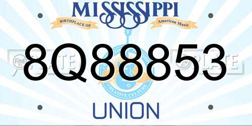 8Q88853 Mississippi License Plate
