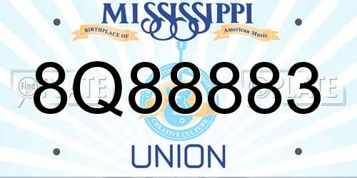 8Q88883 Mississippi License Plate