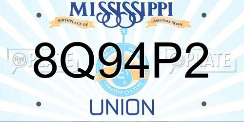 8Q94P2 Mississippi License Plate
