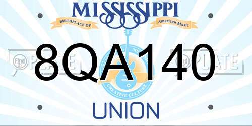 8QA140 Mississippi License Plate