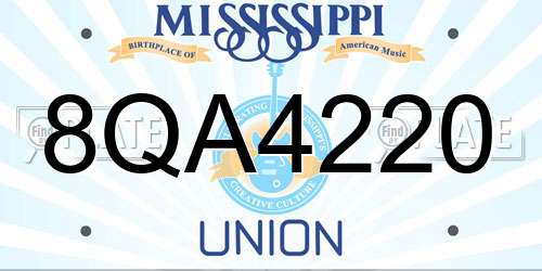 8QA4220 Mississippi License Plate