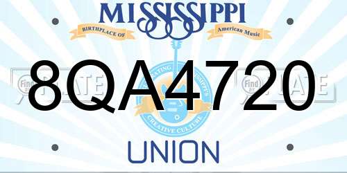 8QA4720 Mississippi License Plate