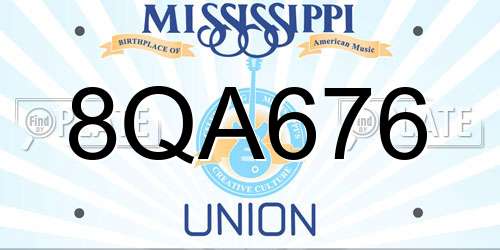 8QA676 Mississippi License Plate