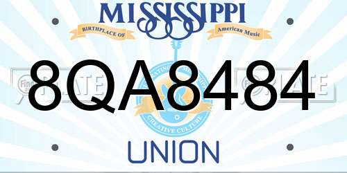 8QA8484 Mississippi License Plate