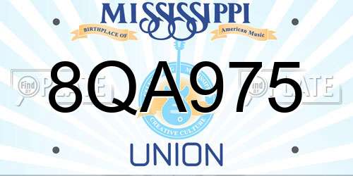 8QA975 Mississippi License Plate