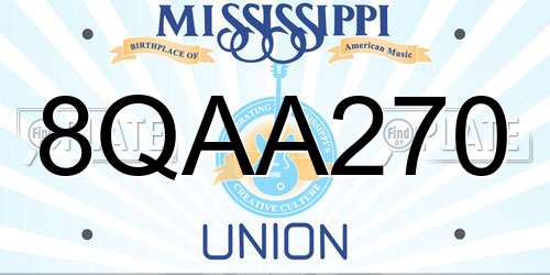 8QAA270 Mississippi License Plate