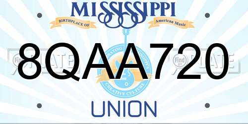 8QAA720 Mississippi License Plate