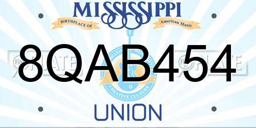 8QAB454 Mississippi License Plate