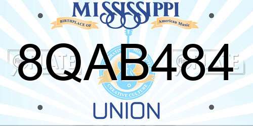 8QAB484 Mississippi License Plate