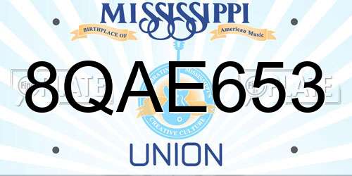 8QAE653 Mississippi License Plate