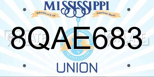 8QAE683 Mississippi License Plate