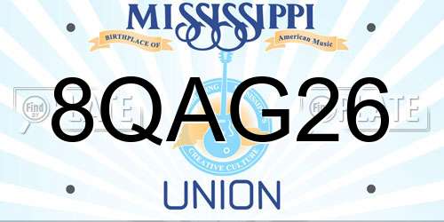 8QAG26 Mississippi License Plate