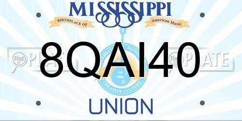 8QAI40 Mississippi License Plate