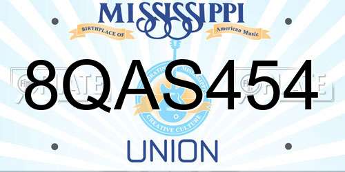 8QAS454 Mississippi License Plate