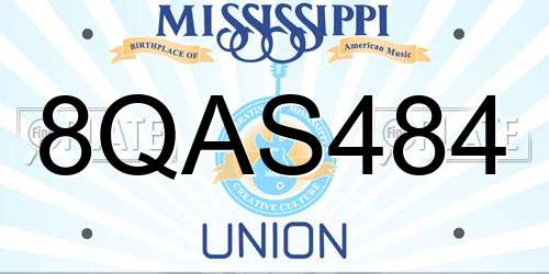 8QAS484 Mississippi License Plate