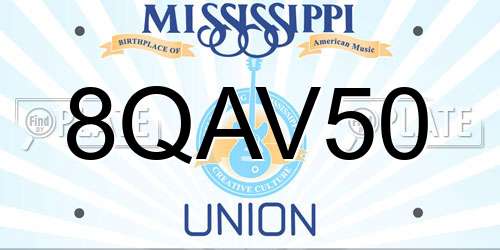 8QAV50 Mississippi License Plate