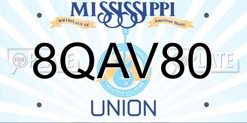 8QAV80 Mississippi License Plate