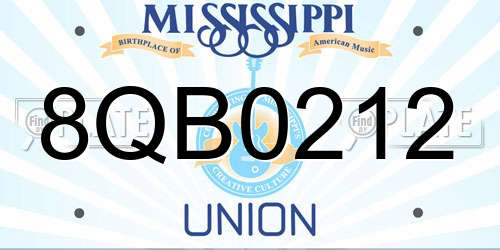 8QB0212 Mississippi License Plate
