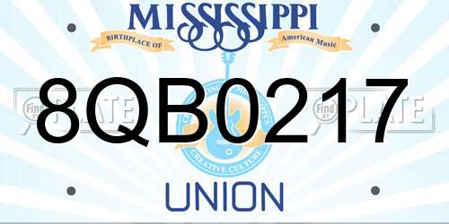 8QB0217 Mississippi License Plate