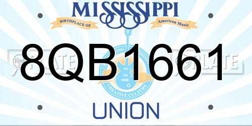 8QB1661 Mississippi License Plate