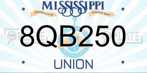 8QB250 Mississippi License Plate