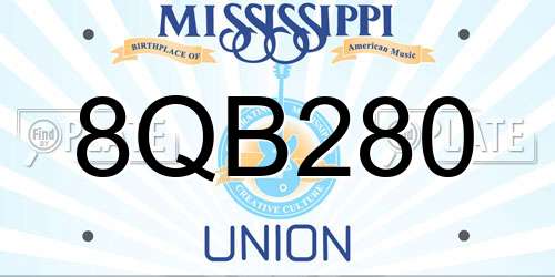 8QB280 Mississippi License Plate