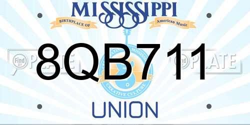 8QB711 Mississippi License Plate