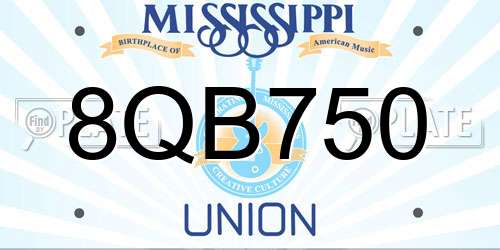 8QB750 Mississippi License Plate