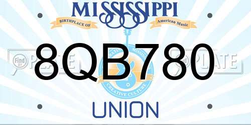 8QB780 Mississippi License Plate