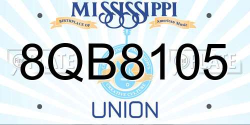 8QB8105 Mississippi License Plate