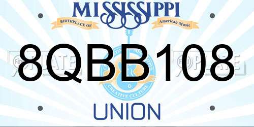 8QBB108 Mississippi License Plate