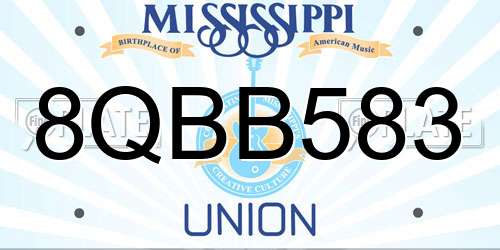 8QBB583 Mississippi License Plate